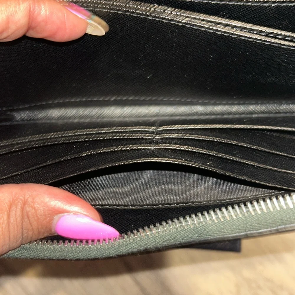 Prada Saffiano Black Leather‎ Large Zip-Around Wallet